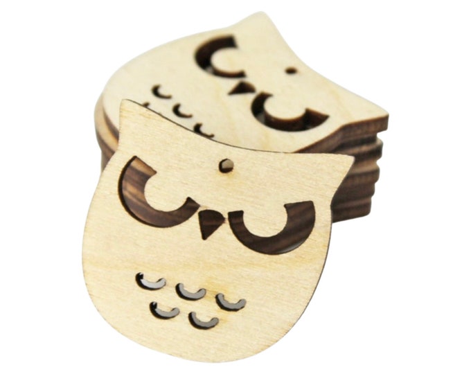 BULK (12pc to 100pc) Unfinished Wood Halloween Owl Cutout Dangle Earring Jewelry Blanks Shape Ornament Crafts Charms