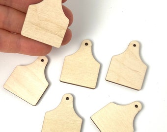 6-Pack Unfinished Wood Wooden Cow Tags Cutout DIY Crafts Door Hanger Cowtag ALL SIZES