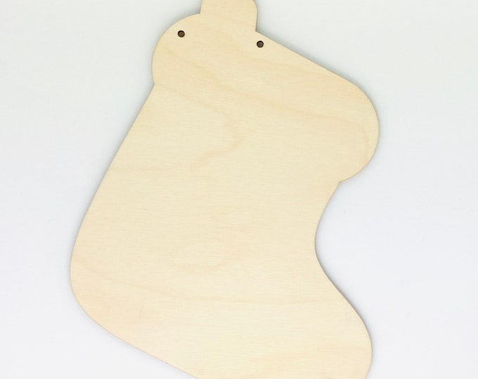Christmas Stocking Sign w/Hanging Hole Unfinished Wood Cutout DIY Crafts Door Wall Hanger ALL SIZES