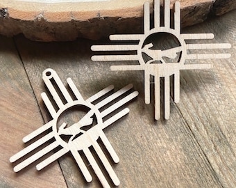 Wood Zia Roadrunner Charm: New Mexico Sun Symbol, Jewelry Blanks