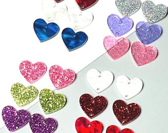 All Colors/Quantities Triple Stacked Acrylic Glitter Hearts DIY Earring Making Blanks