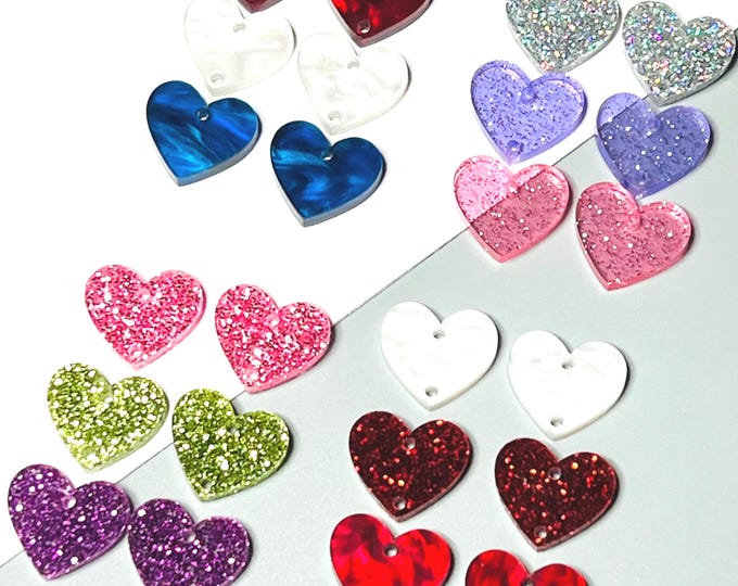 All Colors/Quantities Triple Stacked Acrylic Glitter Hearts DIY Earring Making Blanks