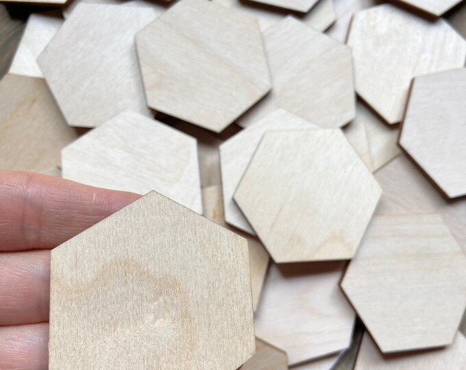 BULK (12pc to 100pc) Unfinished Wood Laser Cutout Solid Hexagon Dangle Earring Jewelry Blanks Shape Crafts Made in Texas