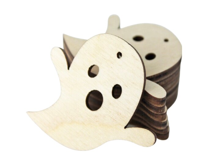 Halloween Ghost Unfinished Wood Earrings Cutouts BULK (12pc to 100pc) Jewelry Blanks