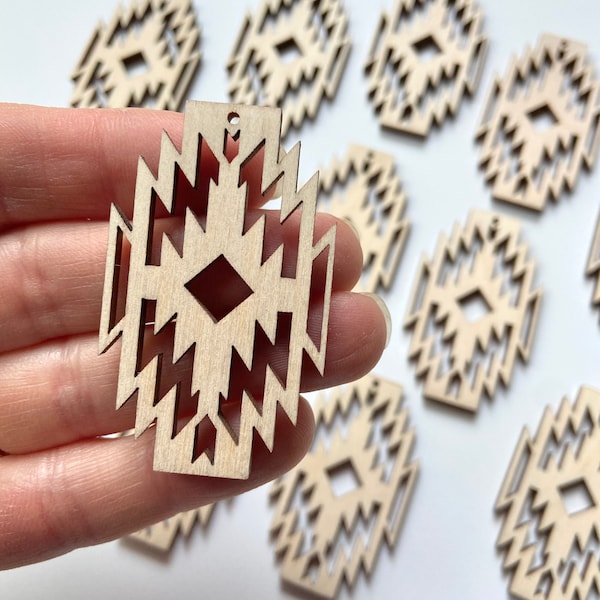 BULK (12pc to 100pc) Unfinished Wood  Cutouts Aztec Tribal Boho Dangle Earrings Jewelry Blanks Shape Crafts Macrame Resin Acrylic Texas Made