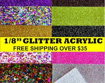 1/8" (3mm) Solid Cast Glitter Acrylic Craft Sheets Double Sided Laser Ready for Cutting Engraving CNC Plexiglass  Ships Fast from Texas!