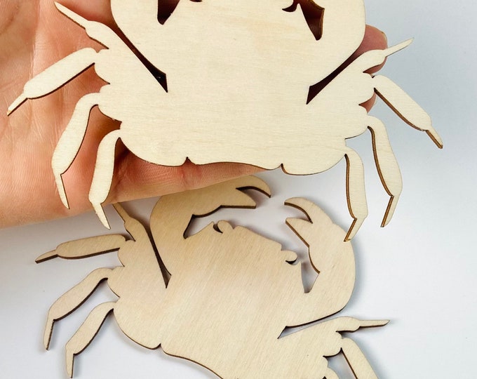 ALL SIZES Deluxe Beach Sand Crab Unfinished Wood Laser Cut Cutout Shape DIY Crafts Door Sign Wall Hanger