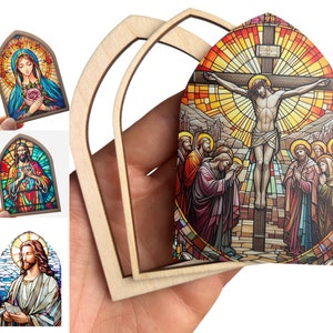 Many Pics & Sizes Stained Glass Church Window DIY Jesus Christ Painting Art,  Suncatcher, Ornament or Dollhouse