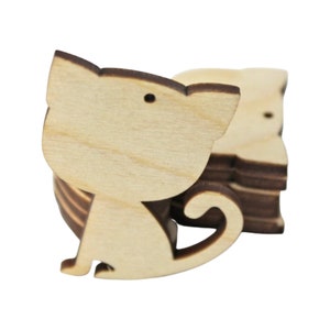 BULK (12pc to 100pc) Unfinished Wood Cat Kitty Kitten Cutout Dangle Earring Jewelry Blanks Shape Crafts Charms Made in Texas