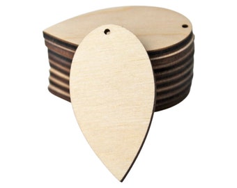 Bulk Unfinished Wood Teardrop Earring Blanks, Laser Cut (12-100 pc)