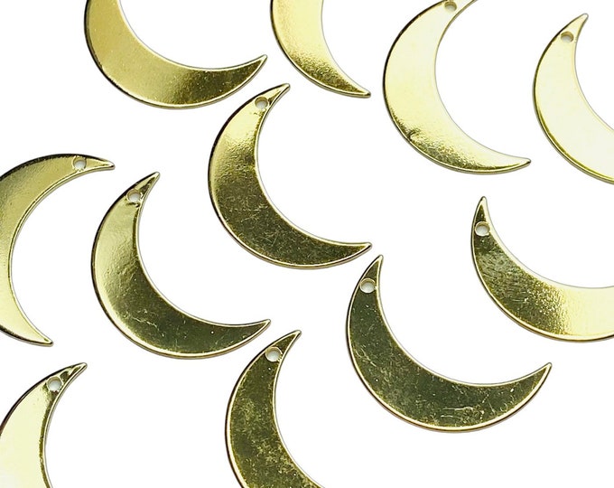 Clearance 24 Imperfect Crescent Moon Celestial Jewelry Findings Shapes Gold Brass Jewelry Connector Charms Charm Earring Earrings Findings