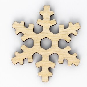 Laser Cut Birch Plywood Snowflake - Unfinished Wood Craft Shape