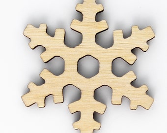 Laser Cut Birch Plywood Snowflake - Unfinished Wood Craft Shape