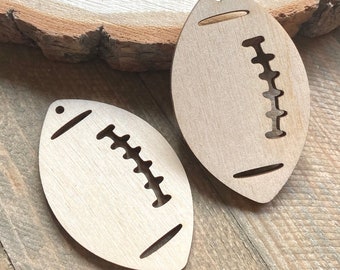 ALL SIZES BULK (12pc to 100pc) Unfinished Wood Laser Cutout Solid Football Craft Garland Blanks Charms Crafts Made in Texas