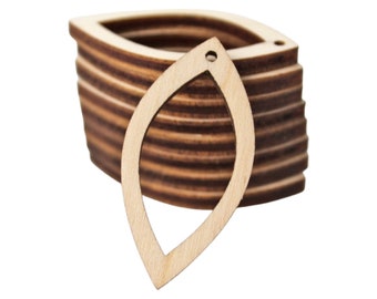 Unfinished Wood Oval Dangle Earring Blanks, Bulk Laser Cut Hollow Frames