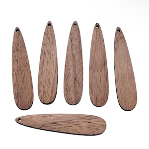 All Sizes/Quantities Beautiful Walnut Wood Lightweight Rectangle Long Teardrop Cutout Connector Earring Earrings Charms Jewelry Making Craft