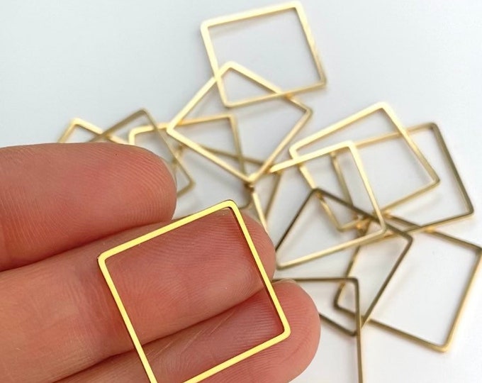 Clearance 20Pcs Imperfect Stainless Steel Gold Square Squares Frame Frames Connector Links Earrings Earring Findings Jewelry Macrame Craf