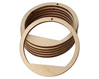 ALL SIZES BULK (12pc to 100pc) Unfinished Wood Laser Flat Hoop Hoops Round Circles w/ Cutouts Earring Jewelry Blanks Shape Made in Texas