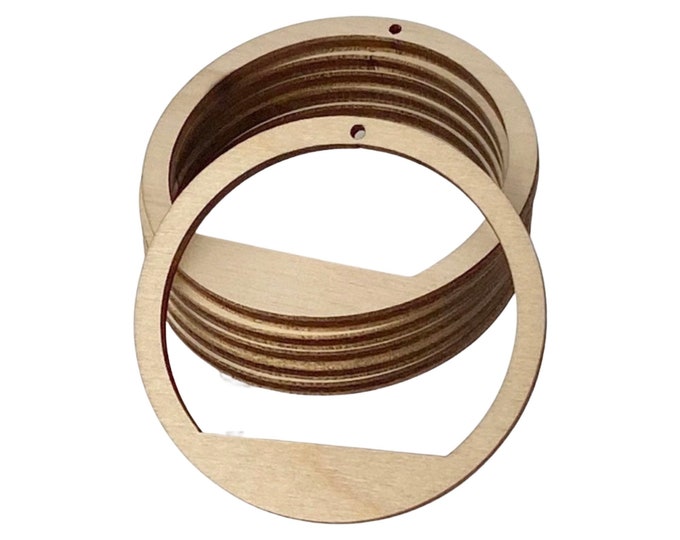 ALL SIZES BULK (12pc to 100pc) Unfinished Wood Laser Flat Hoop Hoops Round Circles w/ Cutouts Earring Jewelry Blanks Shape Made in Texas