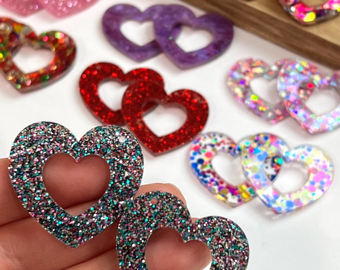 All Sizes/Colors/Quantities DIY Acrylic Valentines Day Hollow Heart Earring Making Blanks