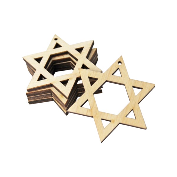 BULK (12pc to 100pc) Unfinished Wood Jewish Star of David Cutout Dangle Earring Jewelry Blanks Ornaments Charms Crafts Hanukkah MADEinTexas