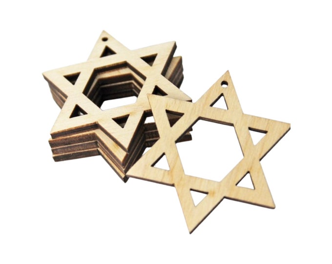 BULK (12pc to 100pc) Unfinished Wood Jewish Star of David Cutout Dangle Earring Jewelry Blanks Ornaments Charms Crafts Hanukkah MADEinTexas