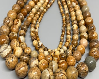 ALL SIZE & QTY Coffee Jasper Brown Cream Strands 4mm 6mm 8mm 10mm 12mm 14mm  Loose Beads Gemstones Necklace,Bracelet,Earring Jewelry Crafts