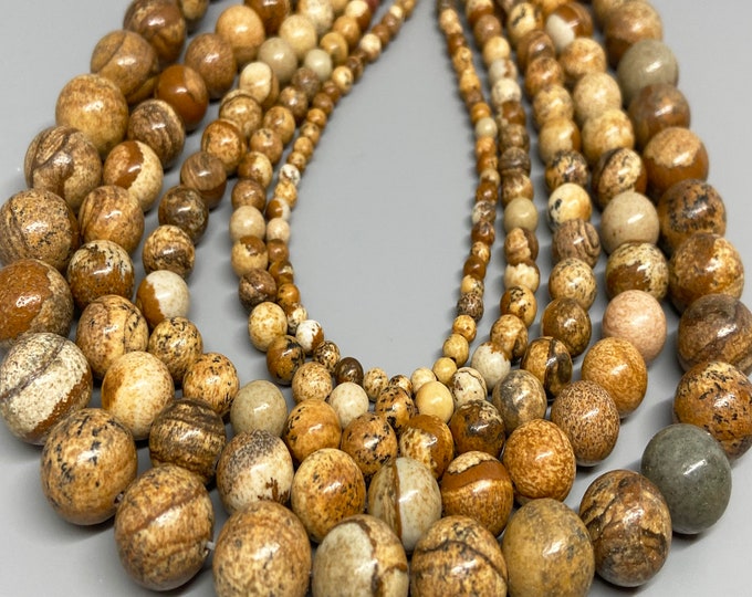 ALL SIZE & QTY Coffee Jasper Brown Cream Strands 4mm 6mm 8mm 10mm 12mm 14mm  Loose Beads Gemstones Necklace,Bracelet,Earring Jewelry Crafts