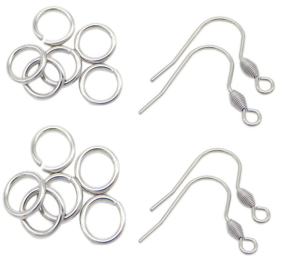 ALL QUANTITIES Stainless Steel Silver French Fish Hooks Ear Wires With Jump  Rings Earring Kit Great for Wood Earrings Jewelry 
