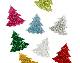 Glitter Christmas Tree Acrylic Earring Blanks MANY COLORS!