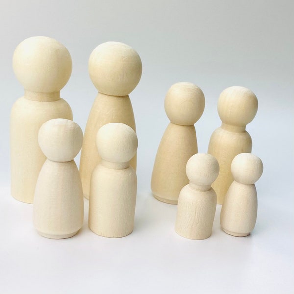 Unfinished Wood Peg Pegs Wooden Toy People Family Doll Male Female Body Bodies Painting Crafts