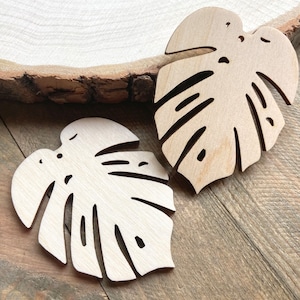Bulk Unfinished Wood Monstera Leaf Earring Blanks, Made in Texas