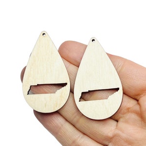 Any State Unfinished Wood Teardrop Earrings Cutout ALL SIZES BULK (12pc to 100pc) Craft Blanks
