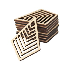 BULK (12pc to 100pc) Unfinished Wood Diamond With Chevron Lines Cutouts Dangle Earring Jewelry Blanks Shape Crafts Made in Texas