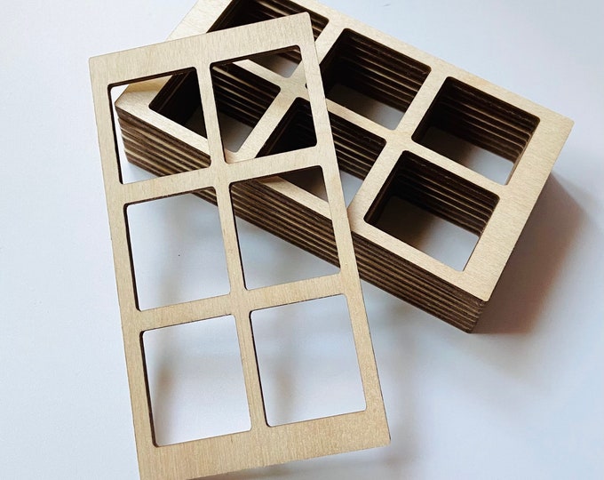 Unfinished 1/12th Scale Wood Dollhouse Fairy Garden Church Diorama Bird House 6 Squares Window Crafts Doll House 1:12 Inserts