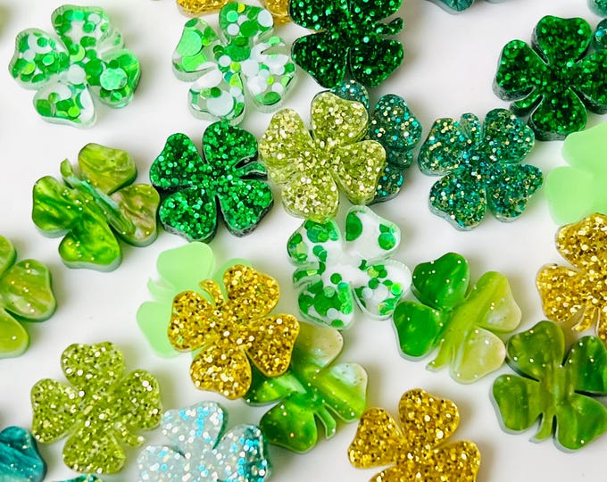 Grab Bag 24 Pieces Shamrock Four Leaf Clover DIY Acrylic Earring Making Stud Blanks