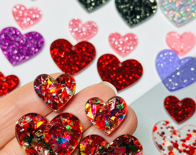 Acrylic Heart w/Connector DIY Acrylic Earring Making Blanks, Supplies, Valentines Day