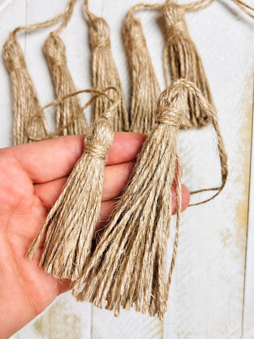 Natural Jute Burlap Twine Rustic Tassel Tassels 2.75 or 3.9 W/hanging