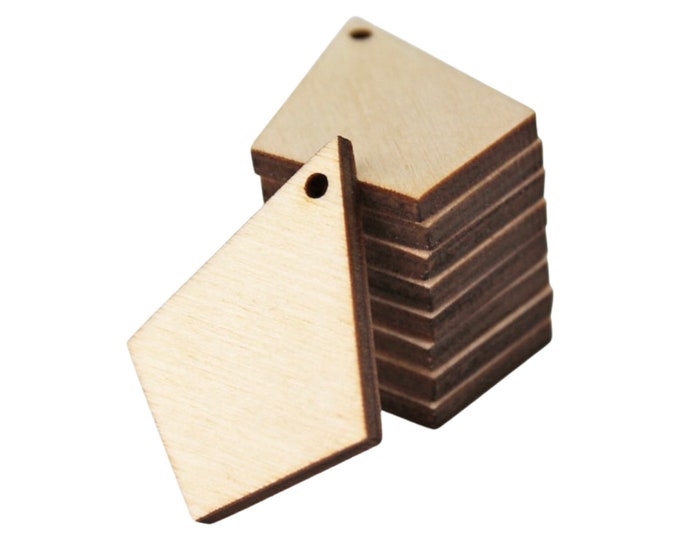 ALL SIZES BULK (12pc to 100pc) Unfinished Wood Laser Cutout Solid Teardrop Diamond Earring Jewelry Blanks Shape Crafts Made in Texas