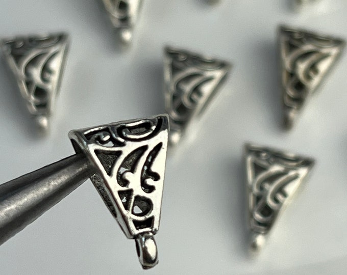 12 Silver Necklace Bail Bails Pendant Pendant Hangers, Charm Bails Jewelry Necklace Making Findings