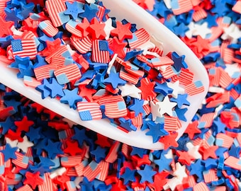 Patriotic Clay Slices – USA Stars, 4th of July Confetti