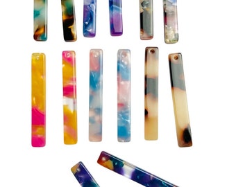 12 Pcs Acrylic 35mm Rectangle Bar Matchstick Earring Charm Charms Bead Beads w/ Connector Loop Hole Earring Findings Jewelry Making