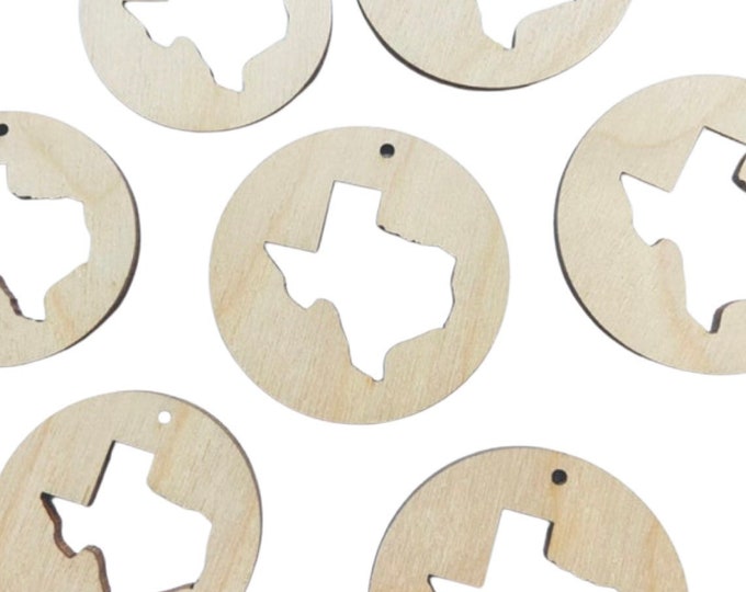 BULK (12pc to 100pc) Unfinished Wood Choose Your State Cutout Hanging Dangle Hoops Earring Jewelry Blanks Shape Crafts Made in Texas