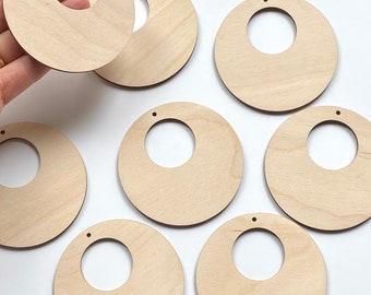 12 pieces, Circle in a Circle Hoops Large 3" Wood Earrings Blanks