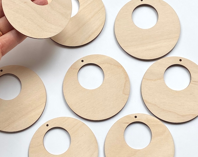 12 pieces, Circle in a Circle Hoops Large 3" Wood Earrings Blanks