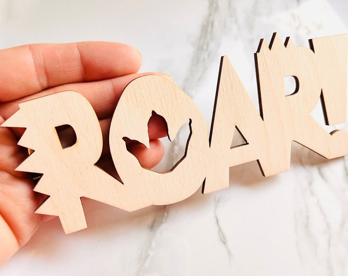Roar! Dinosaur Style Unfinished Wood Laser Cutout Sign Crafts DIY Sign ALL SIZES