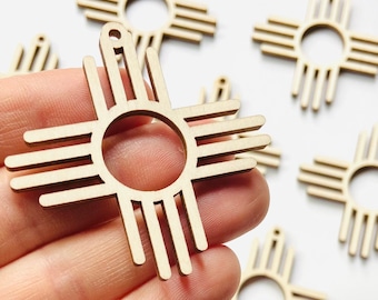 Unfinished Wood New Mexico Zia Sun Symbol - DIY Craft Cutout