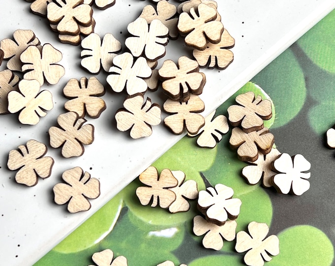 ALL QUANTITIES Pcs Unfinished Wood Shamrock Clover Stud Earring Blanks, Cutout Earring Earrings, Jewelry Blanks Made in Texas