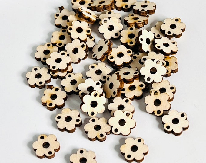 ALL SIZES BULK (24pc to 48pc) Unfinished Wood Laser Cutout Flower Connectors Cutout Earrings Jewelry Blanks Painting Crafts Made in Texas