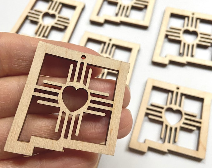 12pc to 24pc Unfinished Wood Zia New Mexico State Sun Symbol Cutout Hanging Charm Ornament Jewelry Blanks Shape Crafts Made in Texas